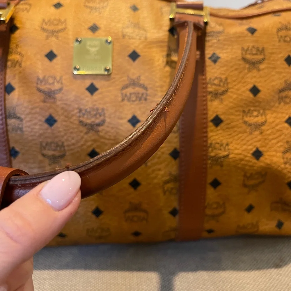 MCM Tan Logo Duffel Bag